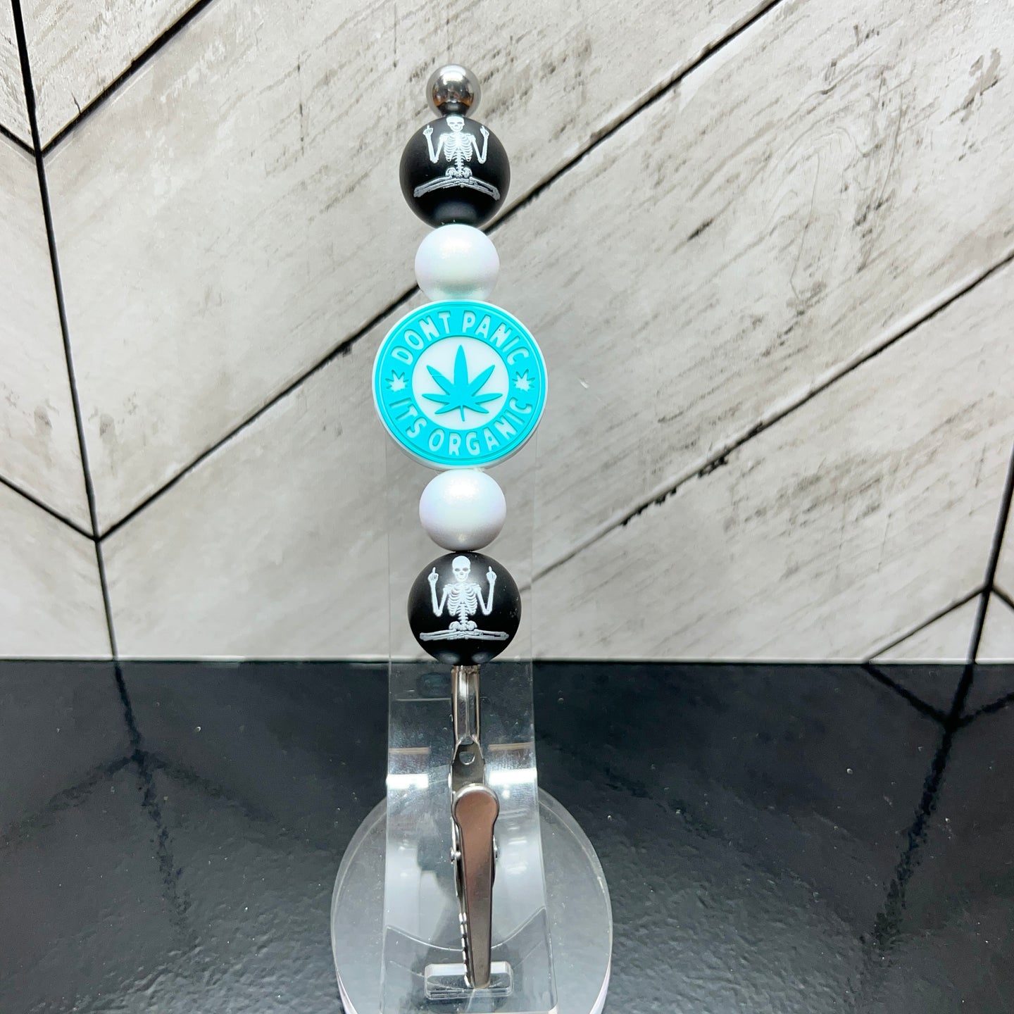 Aqua Don't Panic Skeleton Clip